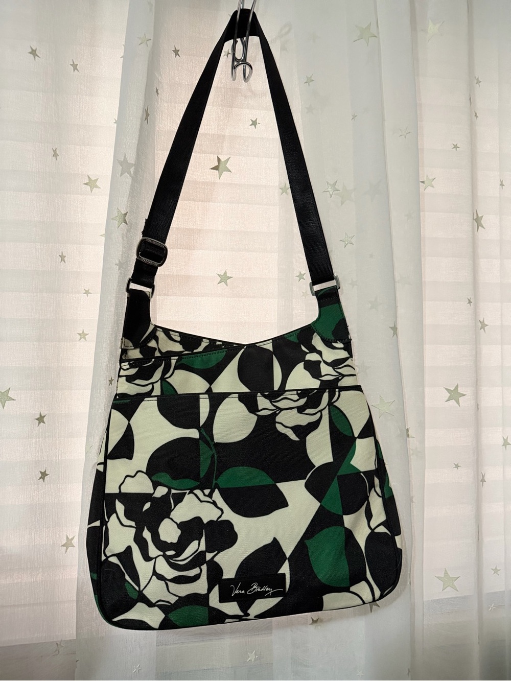 Vera Bradley Black, Green & Cream Floral Shoulder Bag